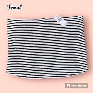American Eagle black + white striped tube top size XL new with tag ruched fabric